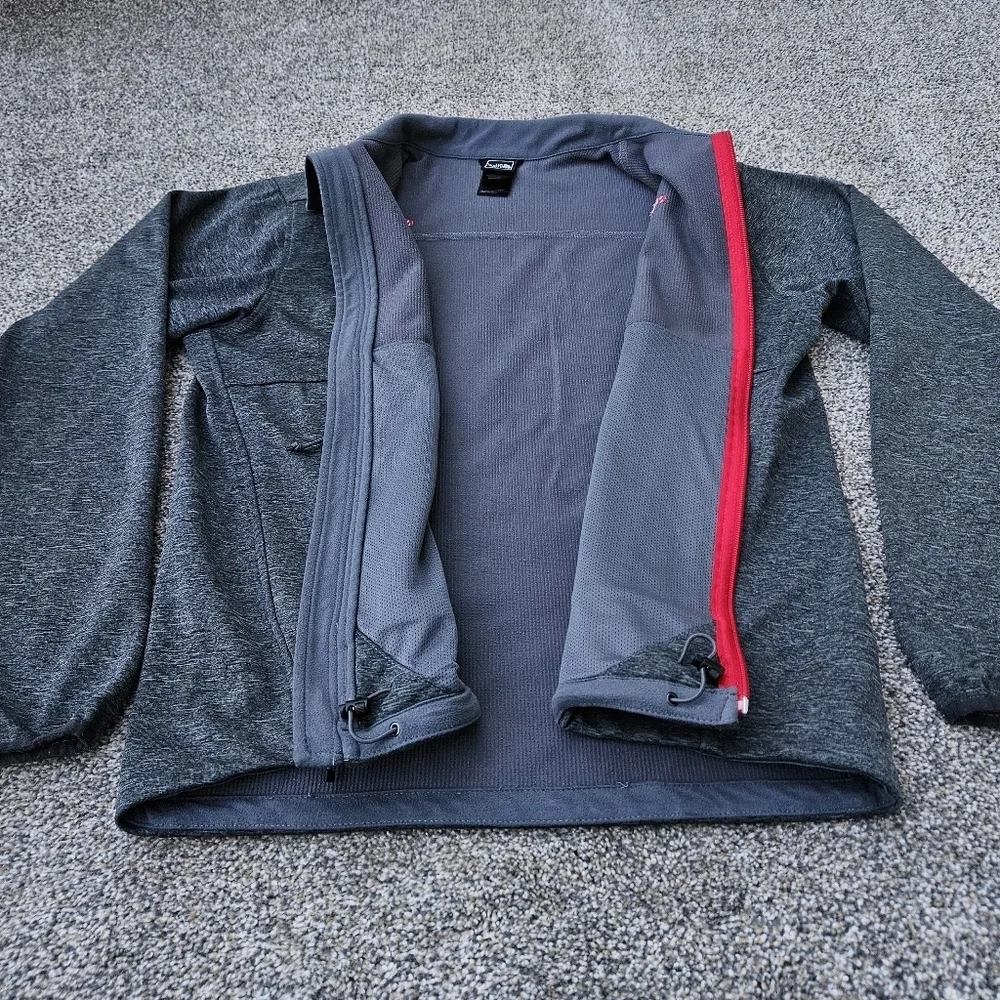 Men’s North Face Softshell Jacket Gray Red Zip Up Coat Outdoor Size Medium